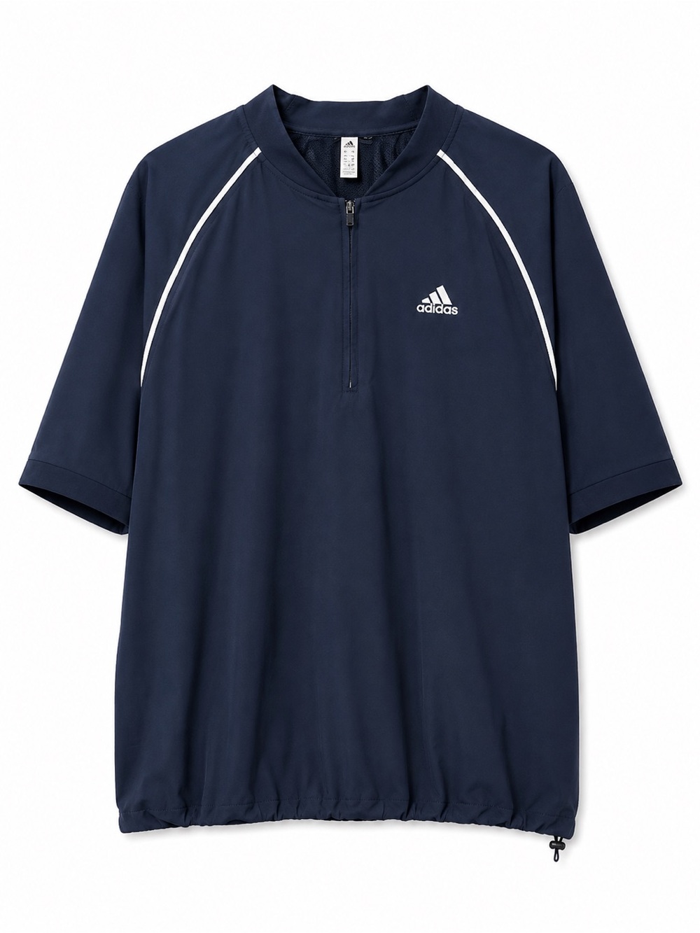 adidas Navy Short-Sleeve Performance Quarter-Zip Polo with White Trim